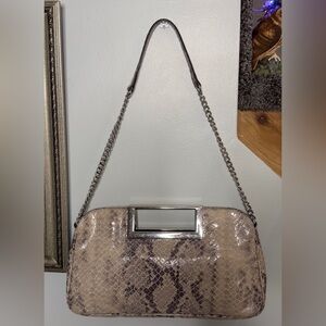 MICHAEL KORS LEATHER BAG EMBOSSED PYTHON SNAKE SHOULDER STRAP PURSE OR CLUTCH
